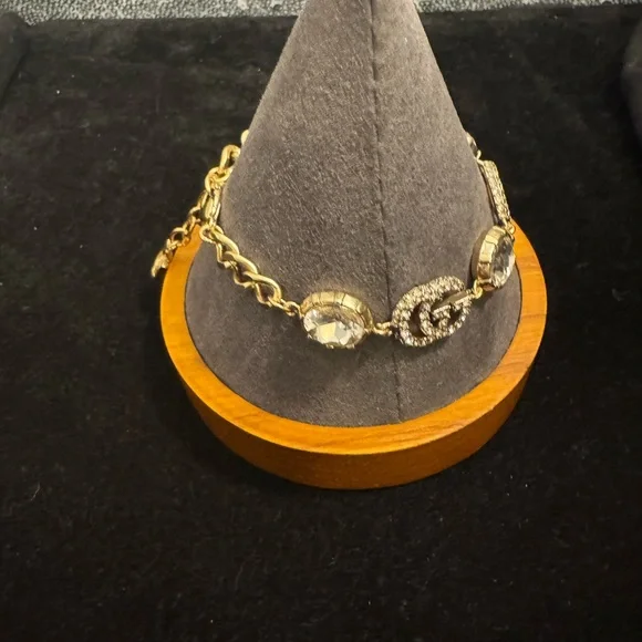 Gucci Gold and Crystal Marmont Bracelet